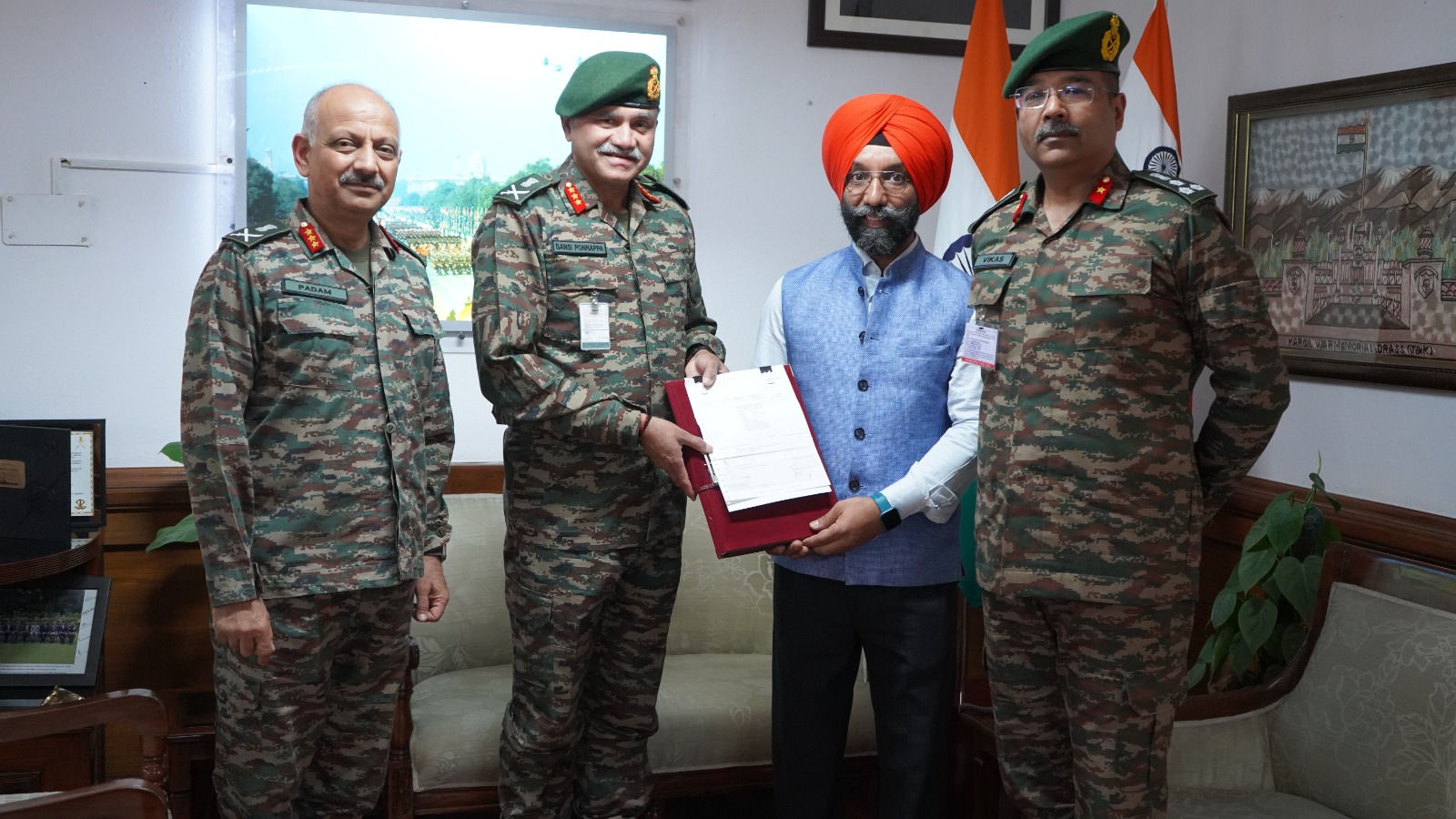 Major D P Singh with Adjutant General of the Indian Army